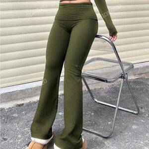 SHEIN Olive High-Waisted Flare Leggings